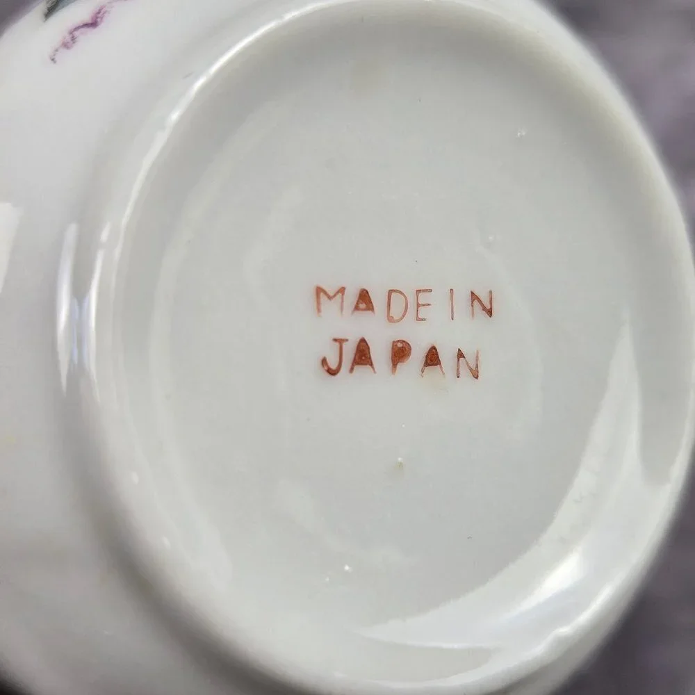 Vintage Demitasse Cup and Saucer Floral Pattern Gold Edged Made In Japan